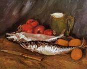 文森特 威廉 梵高 : 鲭鱼、柠檬和西红柿的静物